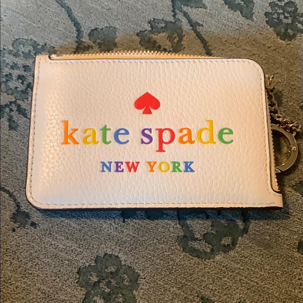 Kate Spade medium L Zip wallet Card Holder Rainbow Never Used